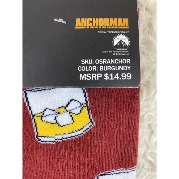 NWT Odd Sox Ron Burgundy Anchorman Unisex Size 6-13 Cotton Blend Crew Socks - Picture 5 of 5